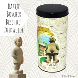 Vintage Bosscher biscuit tin from Zuidwolde with an image of Bartje