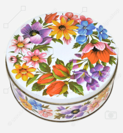 Ronde vintage ARK koektrommel met bloemendecor