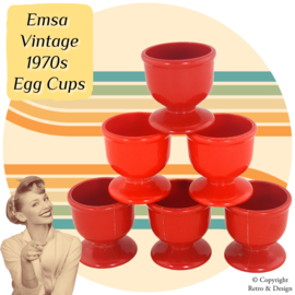 Ensemble Vintage de Coquetiers en Plastique Emsa – Lot de 6 (Années 1970)