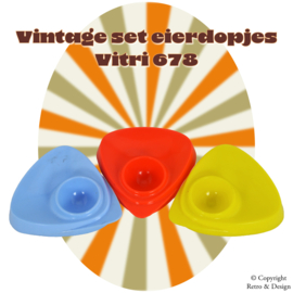 "Retro Trio: Stylish Vintage Egg Cups from the Swinging Sixties and Seventies!"