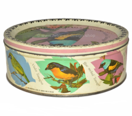 Boîte à bonbons vintage rare faite par Mackintosh avec des images de divers oiseaux chanteurs