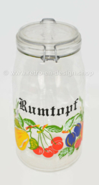 Vintage Glas Rumtopf von Le Parfait Super mit Fruchtmotiv