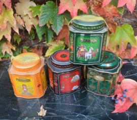 Serie de cuatro latas de té vintage para Pickwick Tea de Douwe Egberts  Fabricante: Douwe Egberts