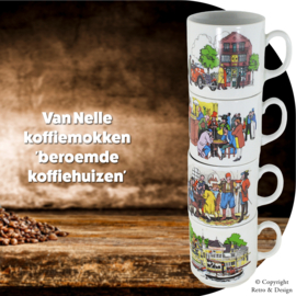 Tasses à café Van Nelle – Célébration des Cafés Célèbres (Ensemble de 4)