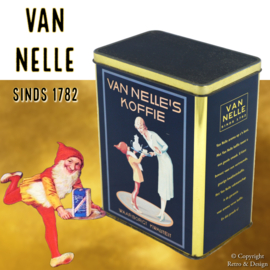 "Proef de Geschiedenis: Vintage Van Nelle's Koffieblik met Kabouter Piggelmee en Onmiskenbare Kwaliteit"