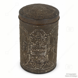 Vintage Dutch Rusk Tin – Embossed Floral & Figural Design – 1920–1970