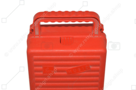 Porta casetes de plástico rojo vintage, caja de almacenamiento para 12 cintas de casete