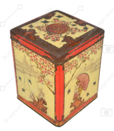 Rectangular tea tin with oriental scenes in relief for NIEMEYER