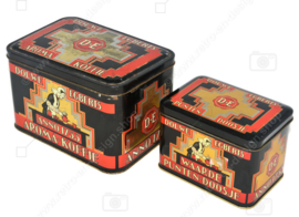 Conjunto vintage compuesto por un aroma de Douwe Egberts lata de cafe y caja de valor