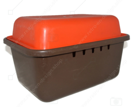 Vintage 1970s Curver potato peeler or potato bin in red - brown