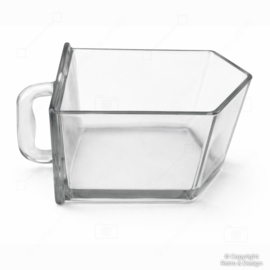 Vintage glazen gruttersbak / voorraadbak met handvat