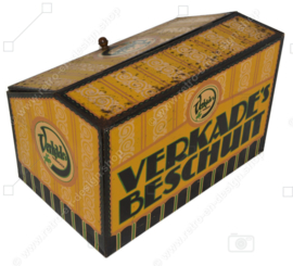 Grande boîte de comptoir vintage jaune «VERKADE’S RUSK»