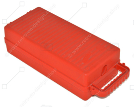 Vintage rode plastic cassettehouder, opbergdoos voor 12 cassettebandjes