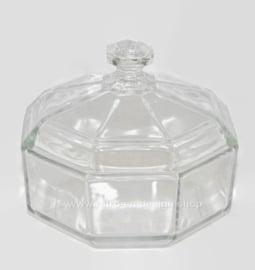 Sugar bowl or bonbon dish with lid from Arcoroc France, Luminarc Octime-Clear