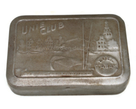 Caja de tabaco de hojalata vintage marca "Unie Club Edeltabak" de la Unión de Fábricas de Tabaco