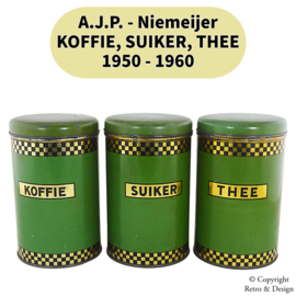 Ensemble de Boîtes de Rangement pour Café, Sucre et Thé : Charme Vintage des Années 1950-1960