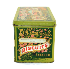 Boîte étain italienne vintage faite par D. Lazzaroni & C. pour Biscuits