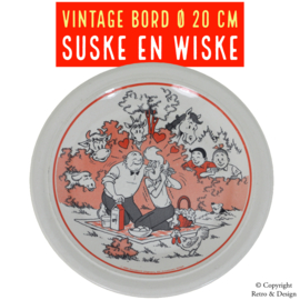 Unique Vintage Suske and Wiske Earthenware Plate - Limited Edition 1990, Red Tones