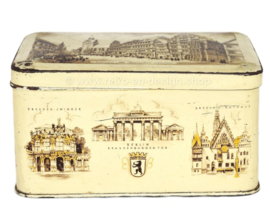 Vintage biscuit tin H. Bahlsens Keksfabrik KG Hannover with German monuments