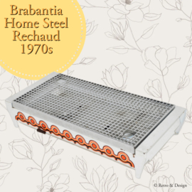 Weißer Vintage Rechaud oder Geschirrwärmer mit orange und brauner Dekoration "Bayon" von Brabantia