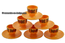 Set of six plastic EMSA egg cups