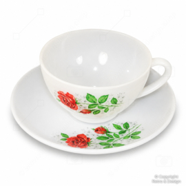 Taza y platillo Arcopal France, con motivo Rose de France