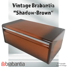 "Chic Retro: Lata de Pan Vintage Brabantia de los 70 con Decoración en Marrón Sombra"