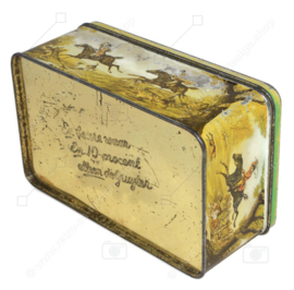 Vintage tin by De Gruyter with horses and an English hunting scene regarding the fox hunt