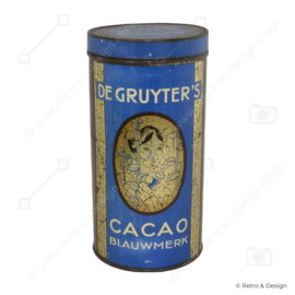 Rond vintage blik voor De Gruyter's cacao blauwmerk