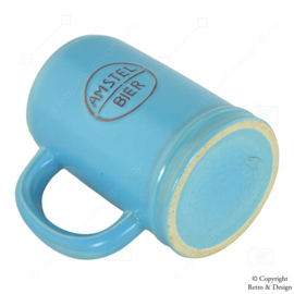 Chope de Bière Vintage en Grès Bleu Pastel des Années 1960 – Bière Amstel