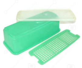 Vintage Tupperware celery container, vegetable box, bread box, storage box in jade colour - Easy Crisp