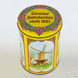 Boîte de Jodenkoeken Nostalgique de Davelaar avec des Moulins à Vent d'Alkmaar : Un Morceau de la Tradition Pâtissière Néerlandaise