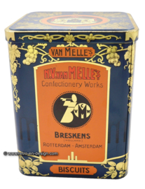 Brocant koekblik voor van Melle's biscuits