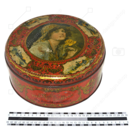 Vintage large antique round tin toffee biscuit or candy tin by Van Melle