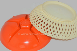 Cuenco vintage 60/70 de plástico trenzado de Emsa en blanco y naranja