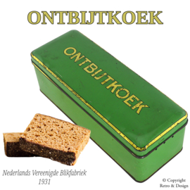 Lata Vintage Verde para Galletas con Impresión Dorada para Ontbijtkoek