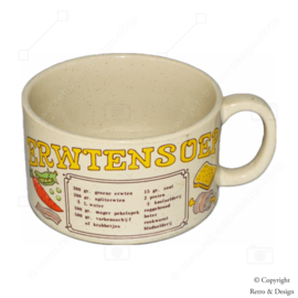 Vintage Erwtensoep Soepkom van geglazuurd aardewerk met Recept