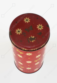 Red vintage rusk tin for ARK with flowers, butterflies and stars