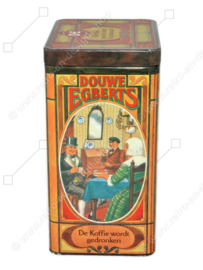 Coffee tin by Douwe Egberts with nostalgic images