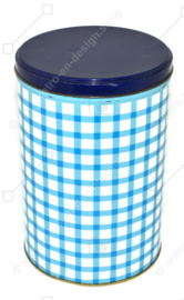Vintage checkered blue tin by Tomado, 1960s