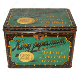 Vintage blikken snoeptrommel voor KING extra strong pepermunt, 1920