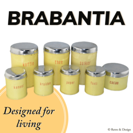 "Hermoso conjunto de 8 botes de almacenamiento vintage Brabantia: Un toque de nostalgia para tu cocina."