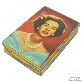 Vintage Tin Box Featuring Queen Fabiola of Belgium - Superchocolat JACQUES - 1960s