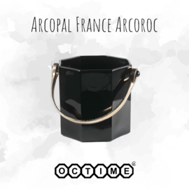 Vintage black Ice bucket for ice cubes by Arcoroc France, Octime-black
