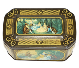 Boîte en métal vintage avec scènes romantiques pour le thé De Gruyter