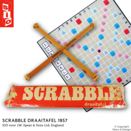 Scrabble Nostalgie: SIO Houten Draaitafel uit 1957 in Originele Verpakking!