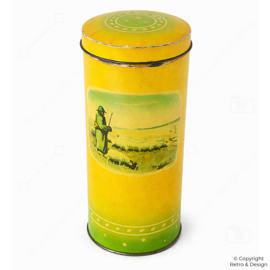 Vintage Bosscher Rusk Tin – Yellow & Green (c. 1970–1980)