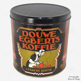 Unique Large Round Vintage Douwe Egberts Coffee Tin from the 1960s