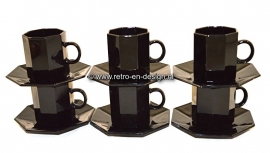 ​Espressotasse mit Untertasse. Arcoroc France, Octime schwarz