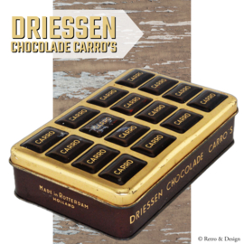 Vintage blikken verpakking voor Driessen chocolade Carro's